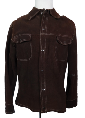 Vintage Californian Suede Trucker Jacket Men 40 M Brown Snap Western Lined 60s